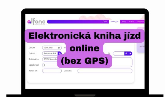 Elektronická kniha jízd online bez GPS — ukázka aplikace Alfonc na notebooku